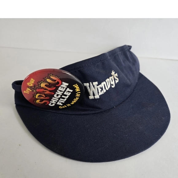 Accessories - Wendy’s Visor and Pinback Fast Food Advertising 90s Vintage Canadian